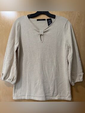 Cream Metallic Keyhole Knit Top